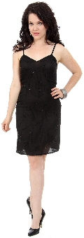 Spaghetti Strapped Cocktail Dress With Flower Print Swirls. 8924.