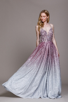 Empire Prom Gown with Spaghetti Straps. a487.