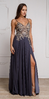 Beaded Embellished Spaghetti Prom Dress. a578.