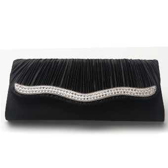 Pleated Eveing Bag with Rhinestones Trim. c020.