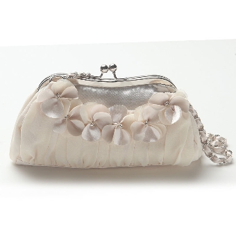 Floral Chiffon Evening Bag with Chain Shoulder Strap. c025.