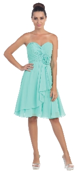 Strapless Floral Accent Short Graduation Graduation Graduation Dress. s6015-1.